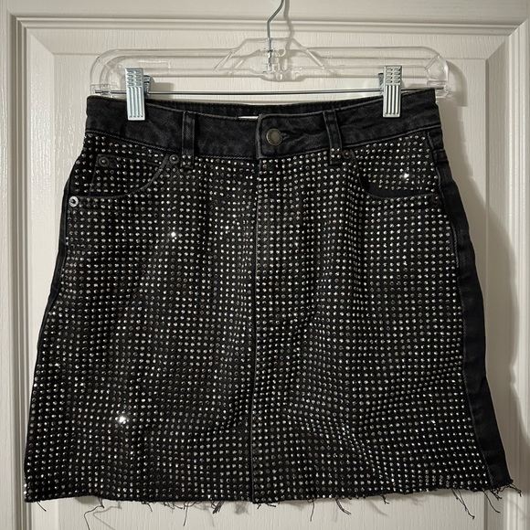 TopShop Denim silver studded miniskirt - Picture 1 of 3